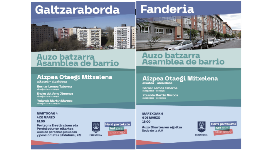 La semana que viene tendrán lugar las Asambleas de Barrio de Galtzaraborda y Fanderia