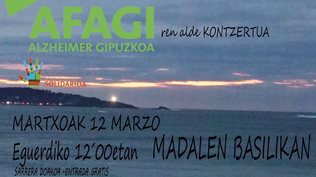 El domingo tendrá lugar un concierto solidario a favor de Afagi Alzheimer Gipuzkoa