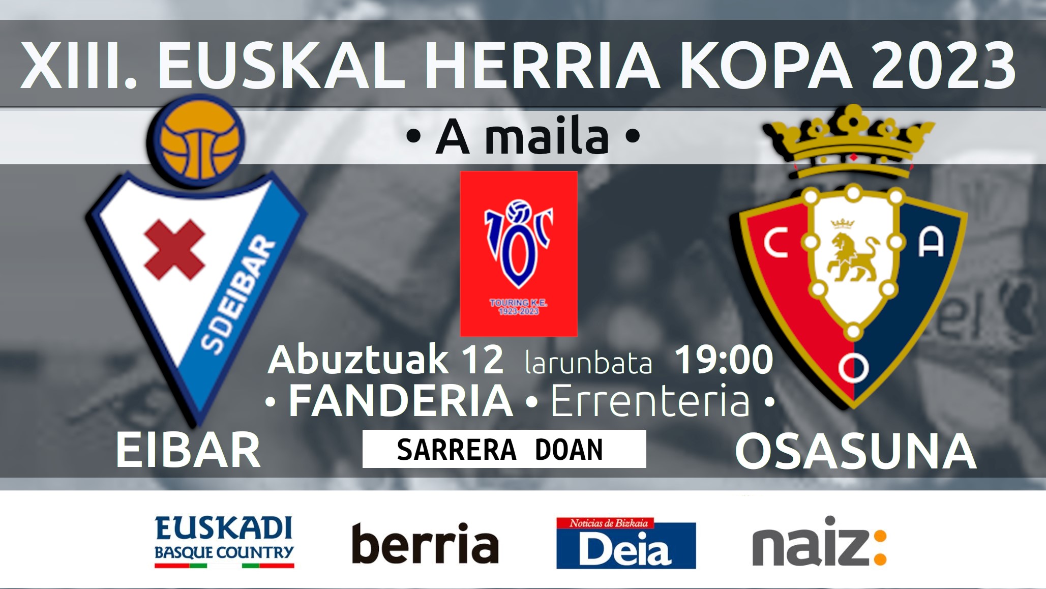 El partido inaugural del torneo de fútbol XIII. Euskal Herria Kopa se jugará este sábado en Errenteria